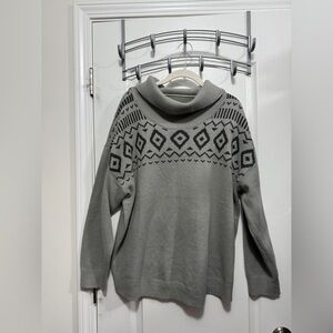 Lane bryant classic cowl neck fair isle Sweater women’s plus size 18/20‎ gray